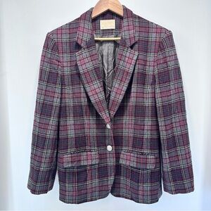Vtg Pendleton Virgin Wool Blazer Women 8 Red Gray Anderson Scottish Tartan Plaid